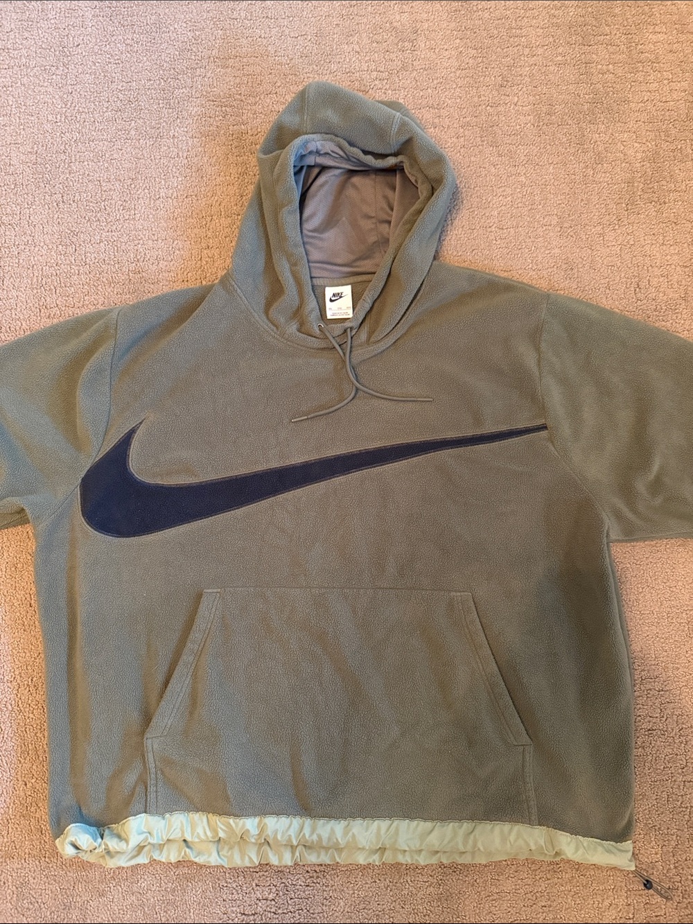 Nike Men's Olive Green Hoodie with Black Swoosh XXL
